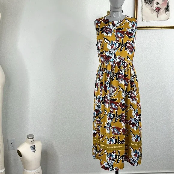 Chelsea28 | Dresses | Chelsea28 Yellow Abstract Floral Print Tiered Aline  Dress Sheer Nordstrom | Poshmark